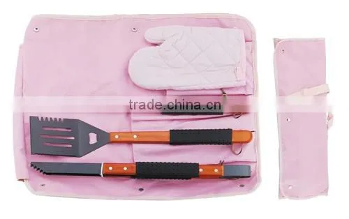 Silicone Handle BBQ Tool Set With Glove