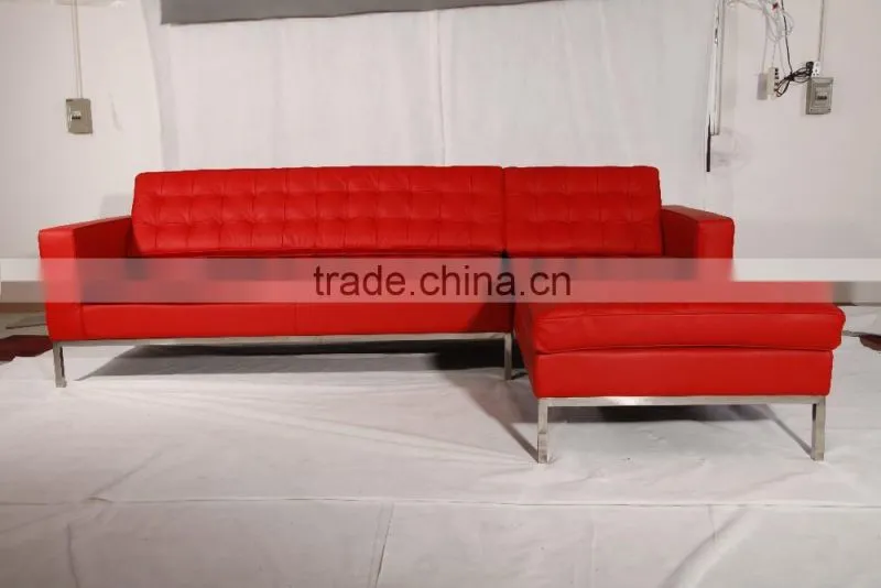 modern design leather florence knoll style corner sofa with chaise lounge