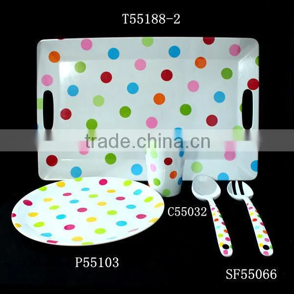 Decorative handle melamine tray