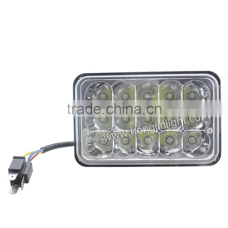 Super Bright IP67 led work light 45W jeep headlight 7inch 12v square car work light