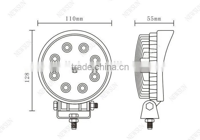 LED Work Light 27W Round Flood Beam/LED Work Lamp 10-30V