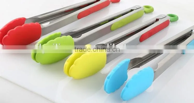 Kitchen Tools Colorful Silicone Handle Stainless Steel 304 BBQ Tong