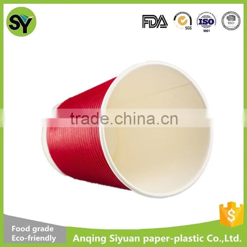 2016 new design cheap disposable ripple wall paper cups for coffee
