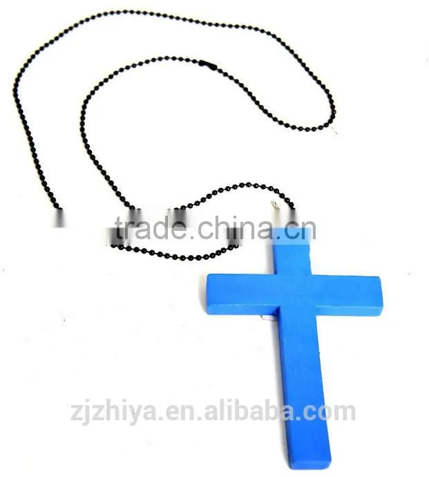 Decorative various color fashion wood cross pendant