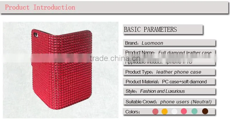 New Flashing Diamond PU Leather Case For Mobile Phone