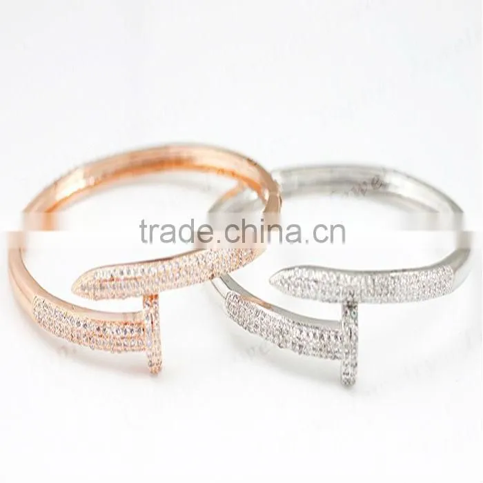 Modern design jewelry 925 sterling silver jewellery micro pave setting bangle