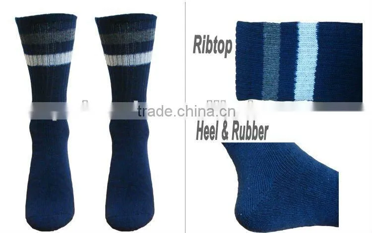 2016 new arrival men dark blue cotton mid calf socks stripe dress socks