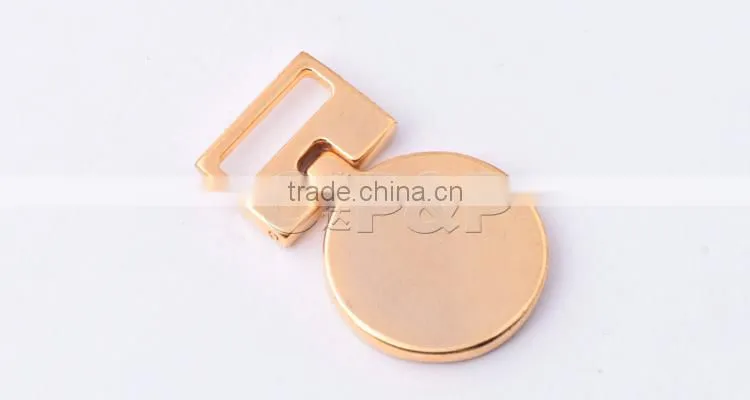 Hot gold custom round metal zipper puller for garment accessory