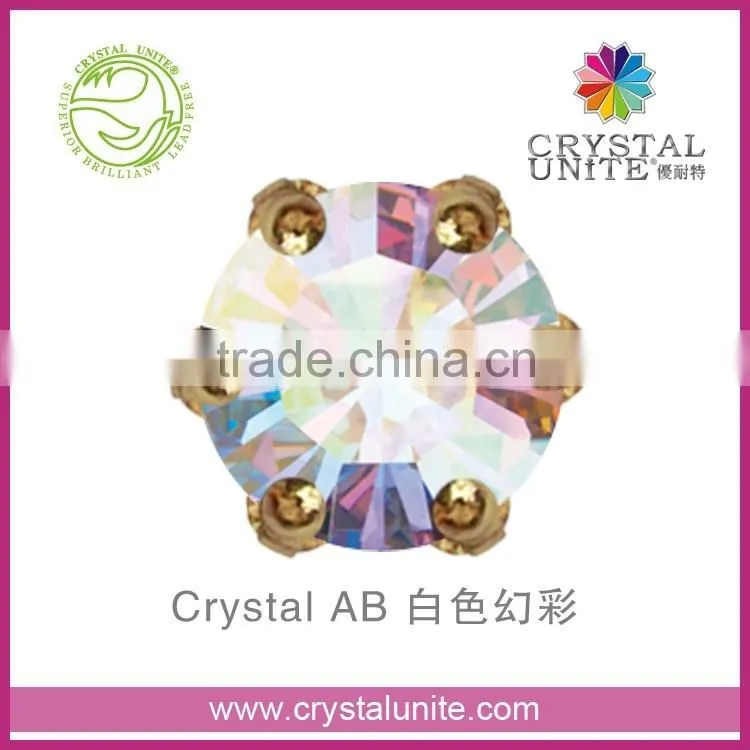 Crystal Unite Lead Free Chaton in Crown Setting, Crystal AB
