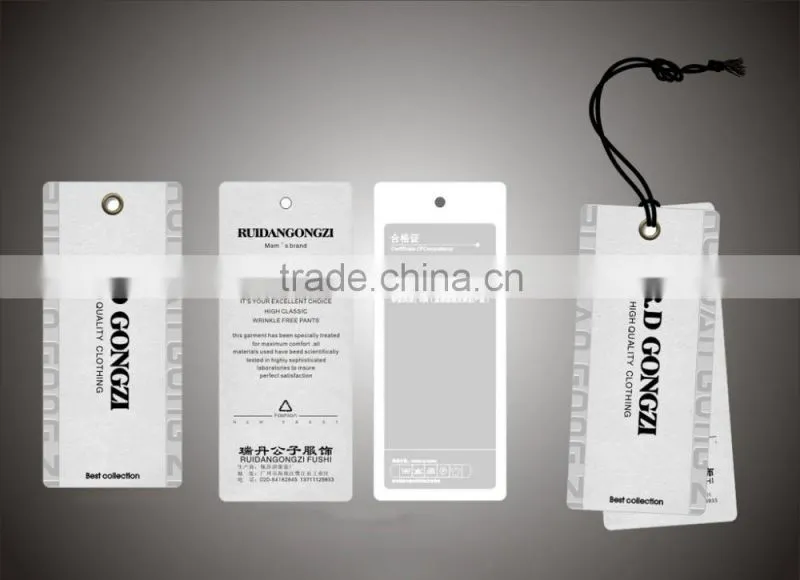 Custom fashion paper hang tag logo labels for garment