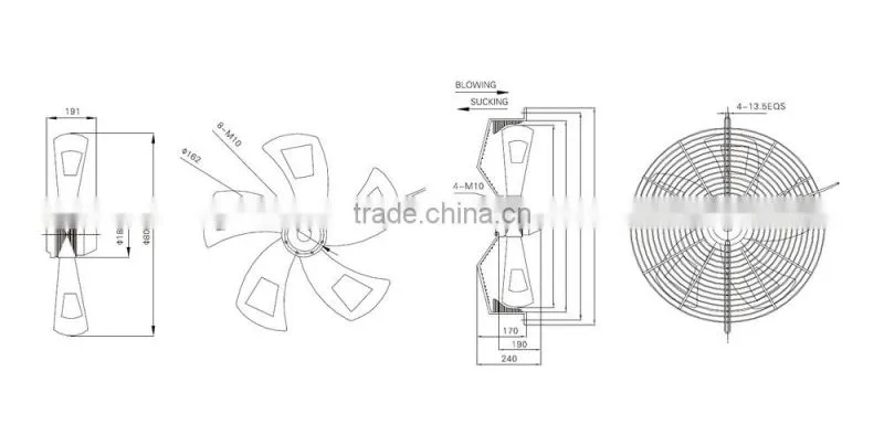 400mm air conditioner outdoor fan motor for air cooler
