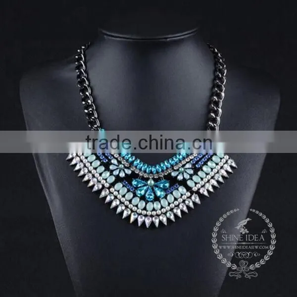 high quality vintage rhinestone chunky statement necklace tin alloy fashion women pendant necklace 6390089