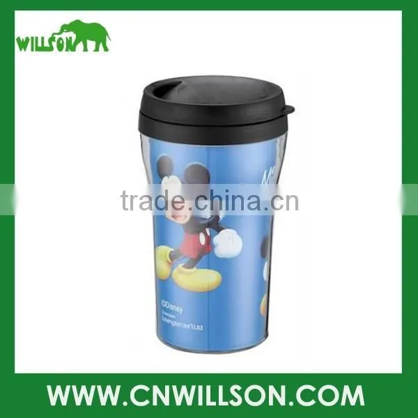 Wholesale double wall paper inside plastic tumbler