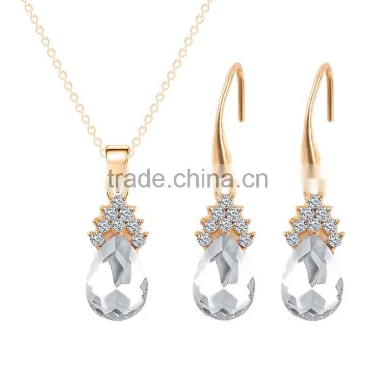Online shonp china wedding earring and necklace set white cubic zircon stone jewelry