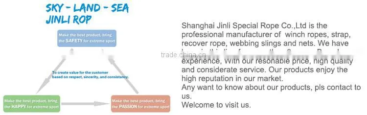 Jinli uhmwpe synthetic rope replaced wire winch rope 12000lbs winch use in off-road winch atv winch,warn winch