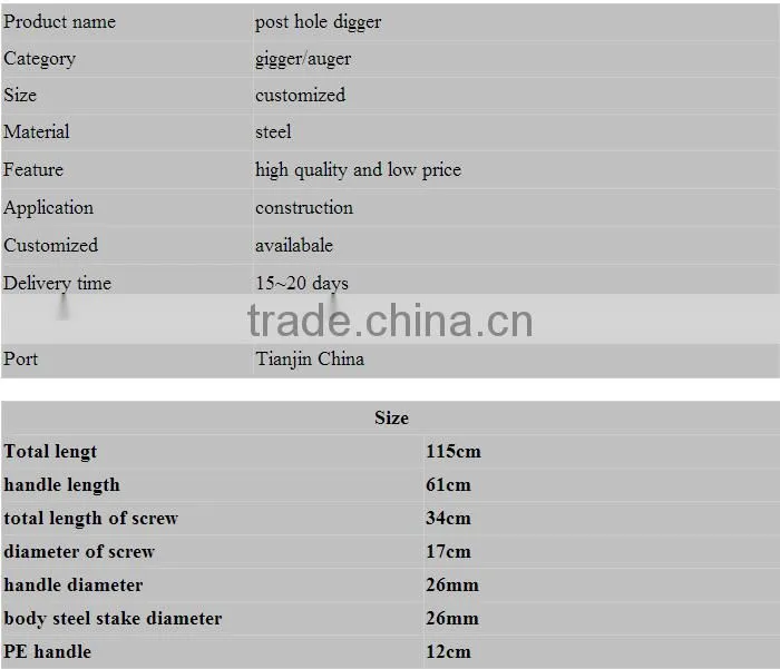 Hand Tool Manual Drill Digger Earth Auger Post Hole Digger