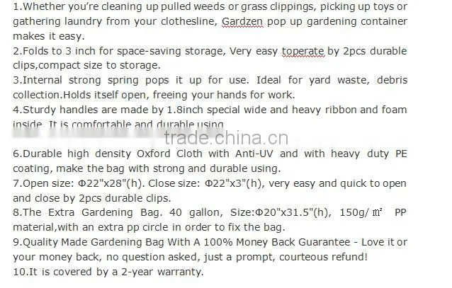 Gardzen 45 Gallon Pop Up Gardening Bag with Extra 40 Gallon Gardening Bag - Reusable Pop-Up Yard Lawn Garden Leaf Waste Bag