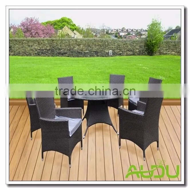 Audu Atlanta Outdoor Garden Rattan Dining Set With Lazy Susan