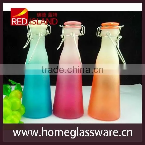 2016 colored milk glass bottle with metal clip