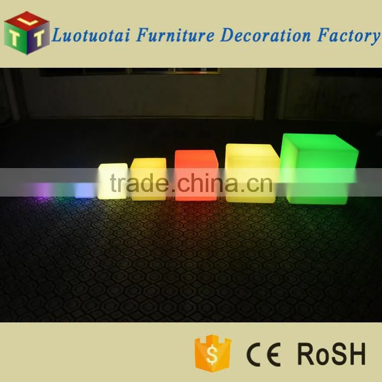 led cube chair /cordless rechargeable battery operated outdoor garden led lighting cube chair