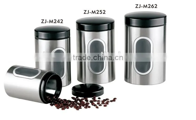 Kitchen Stainless Steel Coffee Jar With Window Show