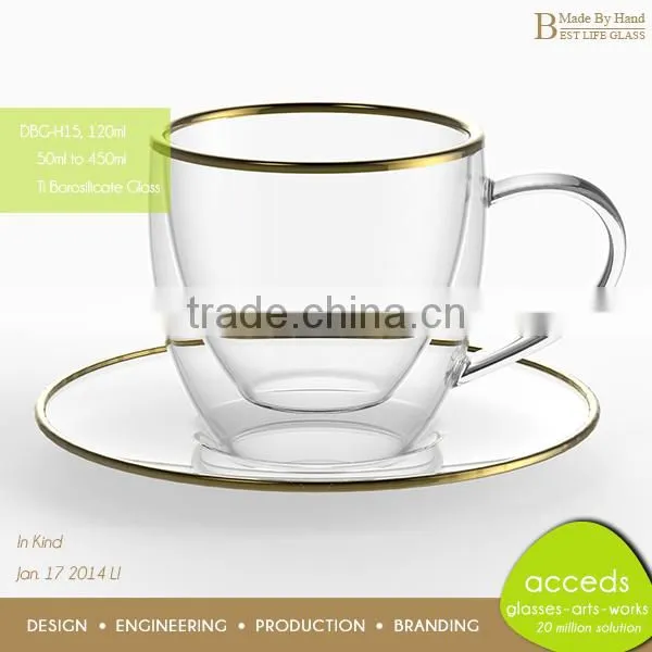 DBG-A14-100 100ml Popular Borosilicate Glass Clear Double Wall Glass Cup