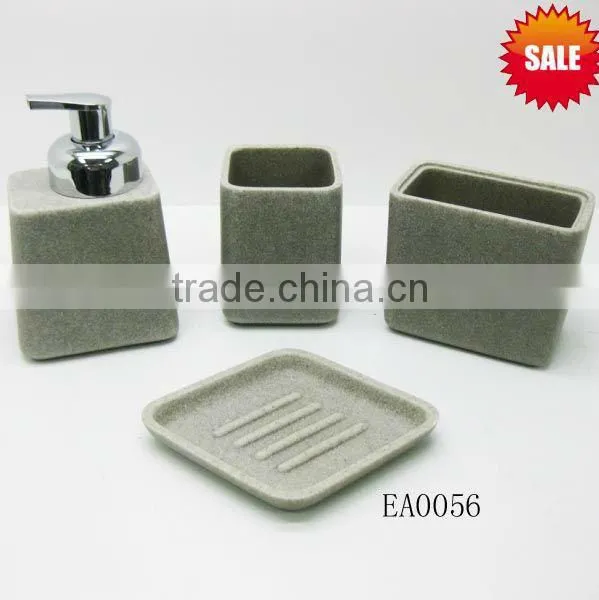 EA0065 5 Pices Stone White Black Bathroom Set Kingfisher Supplier