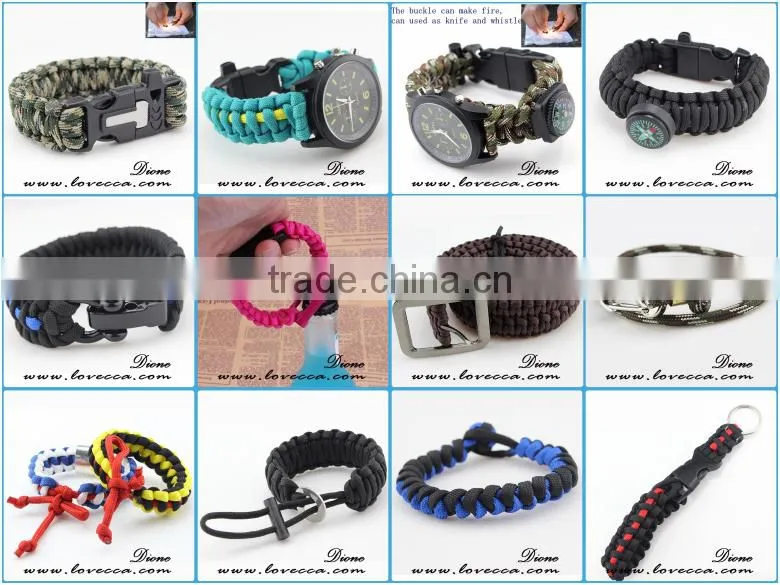 With emergency rescue rope men's paracord survival watch bracelet