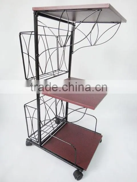 Multi-Function 3 tiers Removable sofa side table Rolling magazine table