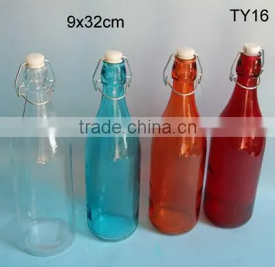 2016 1 liter swing top glass bottle with more colors/beverage bottle/drink bottle
