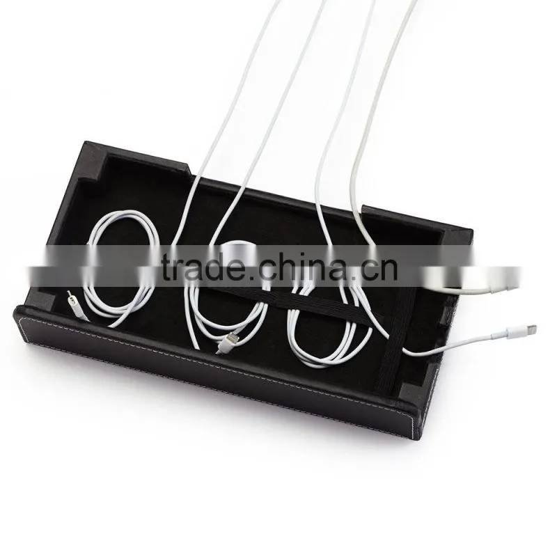 Black Leatherette Multi-Device Charging Station and Dock