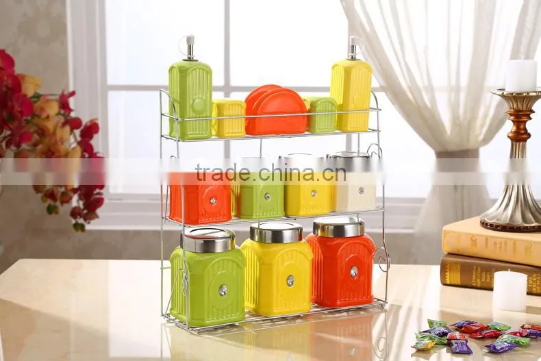 ceramic spice jar with stainless steel stand