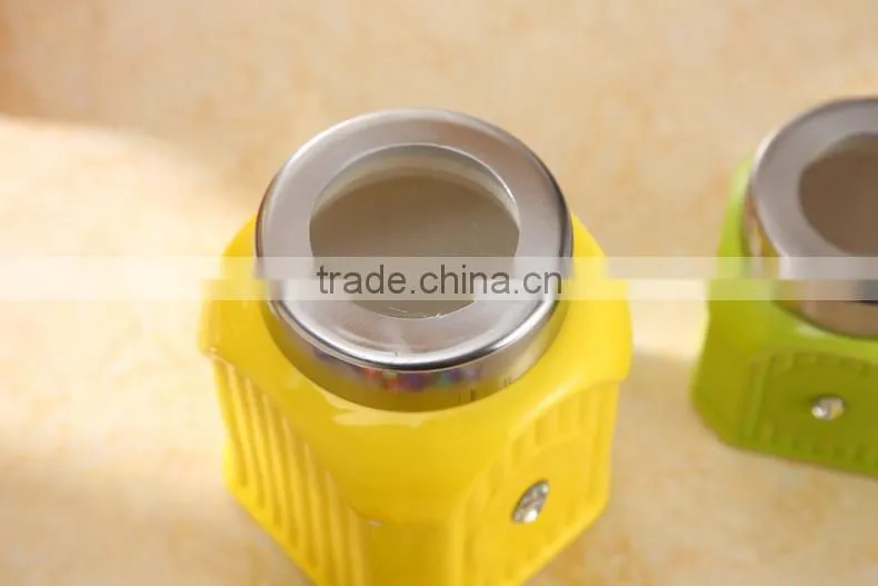 ceramic spice jar with stainless steel stand