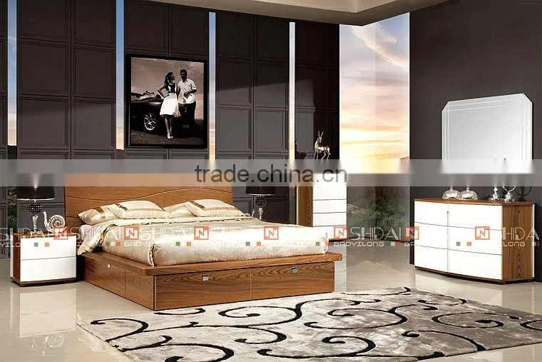 Large Modern Wood Frame Walnut Bedroom Mirror M-20