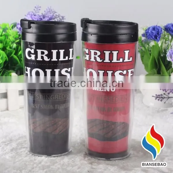 reusable plastic bubble tea cup paper insert travel cup