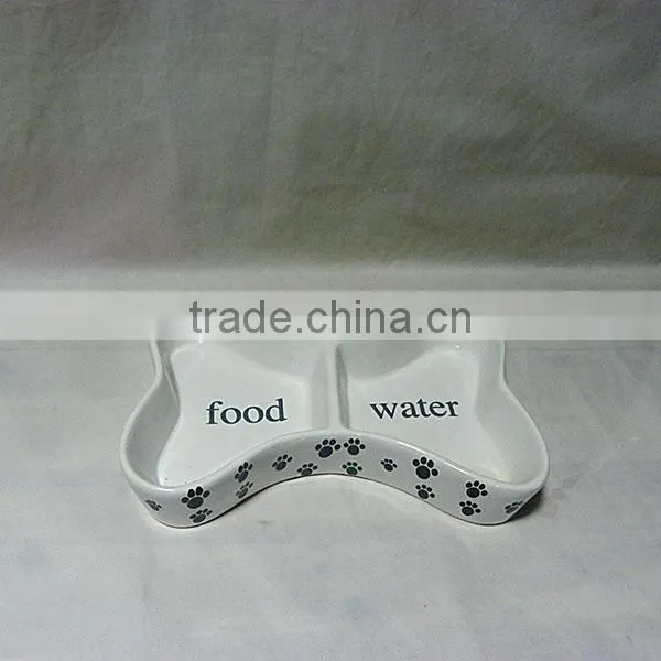 Ceramic Bone Shaped Dog Bowl