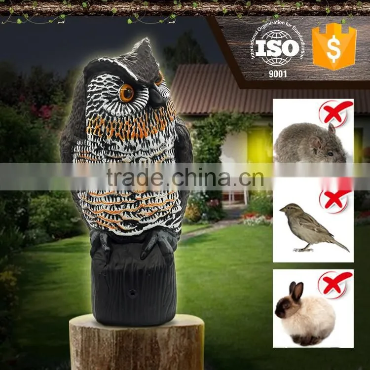 Lifelike Owl Scarecrow with Bobble Head