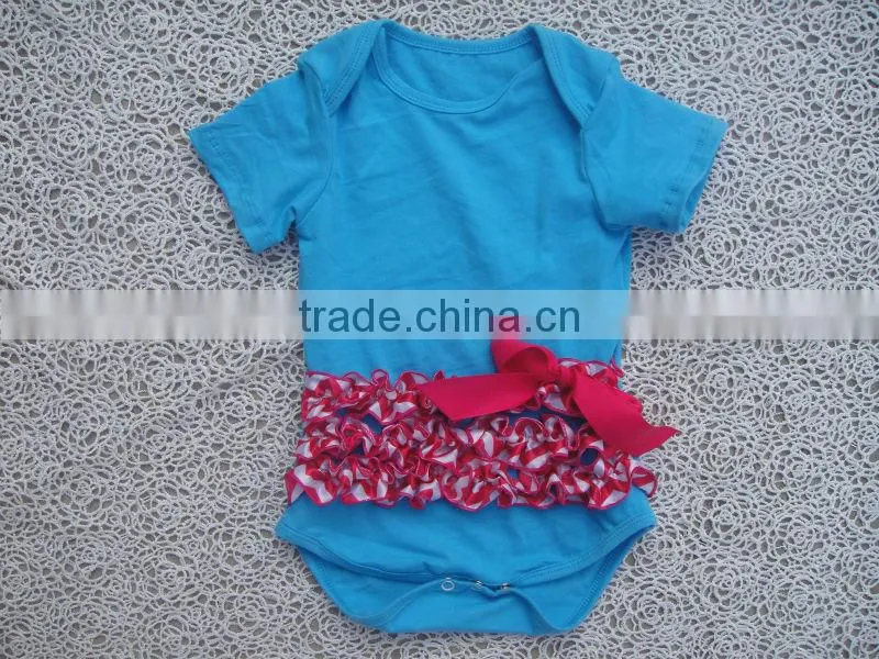 100% cotton New design Hot football bodysuit with satin ruffles for baby