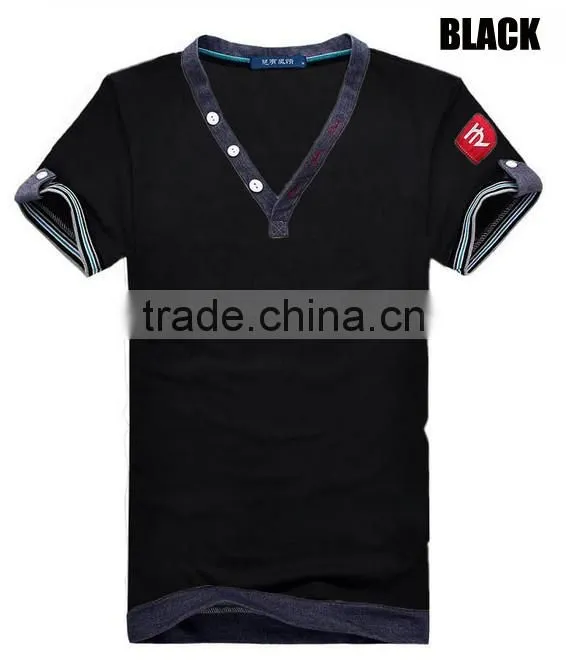New Arrival Fashion Best Selling Wholesale Cotton Custom Casual Men T Shirt V Neck Top Tees