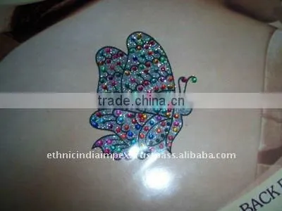 Multicolor BUTTERFLY CRYSTAL BACK BODY TATTOO BINDI STICKER , PAYPAL