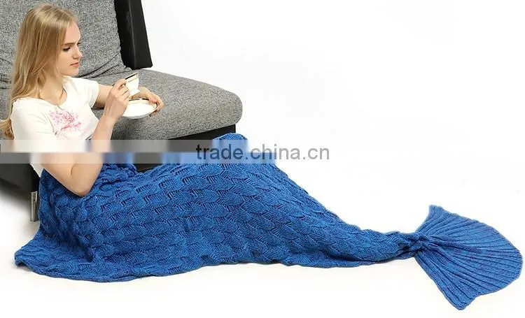 Soft Acrylic Adult Kids Mermaid Tail Blanket With Scale