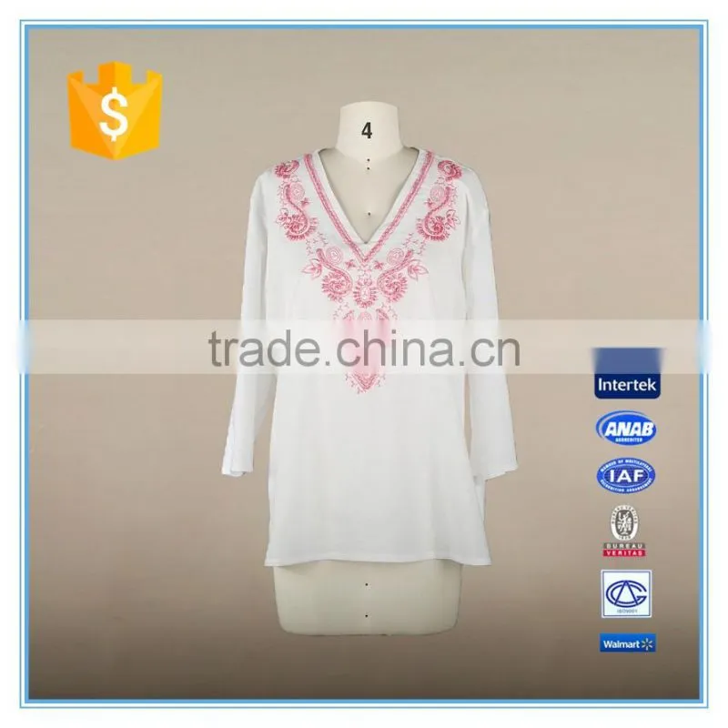 New Design Lady Latest Long Kurti Embroidered V-neck Designs Yada Clothing