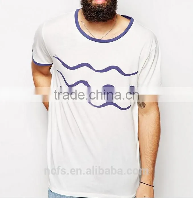 contrast trims tee shirt custom t shirts wave printing
