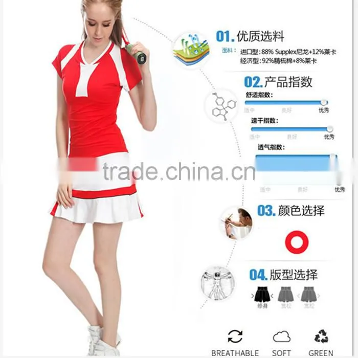 2016Fashion Women Sports Wear Dry Fit Tennis Suit Wholesale for Lady