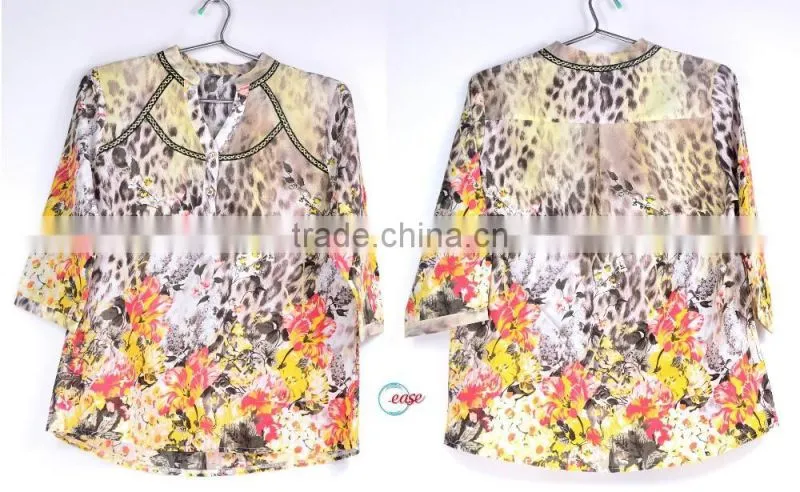 Women tops new fashion loose casual batwing sleeve printing blouse