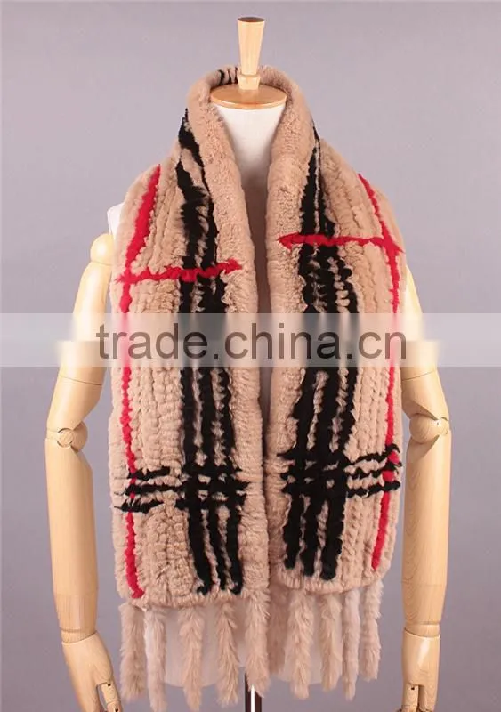 2016 Knitted Rabbit Scarves warm scarf Women Fur Scarf