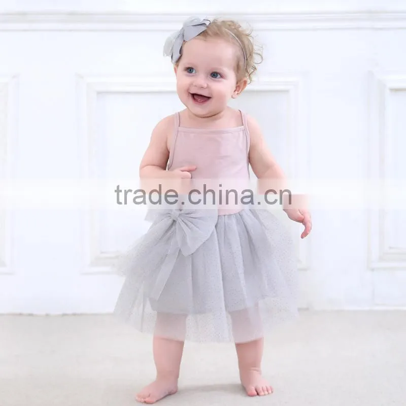 American style cotton baby girl clothes 2017 summer bow sequins mesh sundress new frock design girl child dress