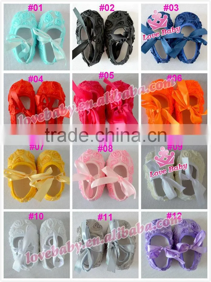 Boutique rosette latest many colors newborn infant soft sole baby shoes