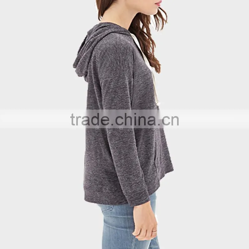 2015 women wear gray hoodie with tie