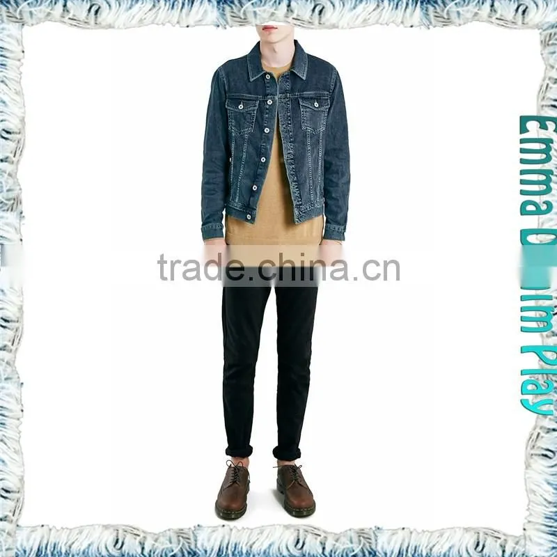 Euro Fashion Classic Casual Long Sleeve Dark Grey Men's Denim Jacket